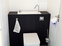 WiCi Bati Wand-WC integriertes Handwaschbecken mit schwarzen wenge Wrap Folie - 1 auf 4